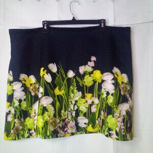 Victoria Beckham Skirt Women 2X Short Career Flowers Black Yellow